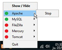 Xampp barra de Windows Start